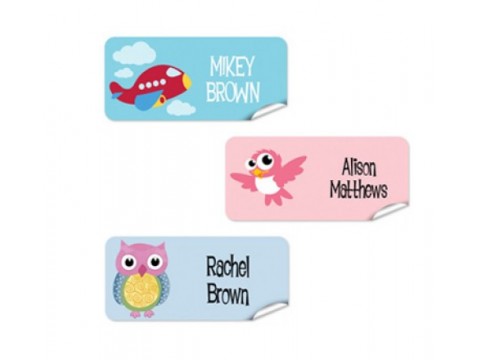 Rectangular name stickers